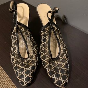 Charles Jourdan See Through Black and Gold Heels